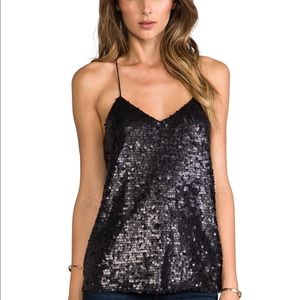 Revolve Tibi Sequin black Tank Top Blouse